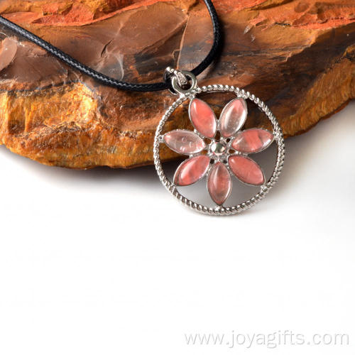 Chakras Stone Flower of Life Pendant Necklace